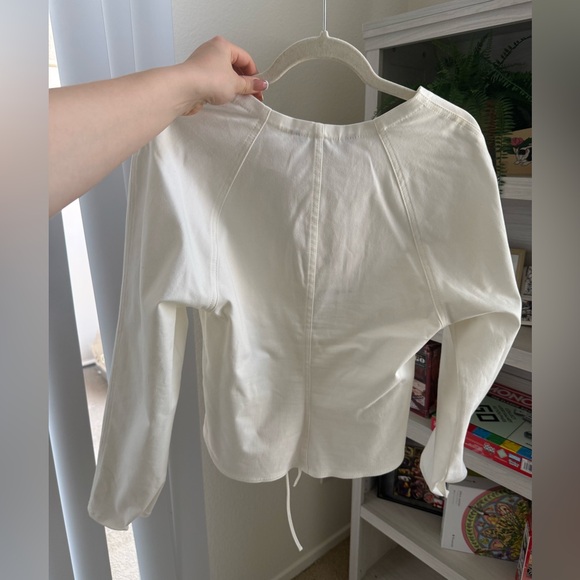 Zara White Lace-Up Blouse, New with Tags - Picture 3 of 4